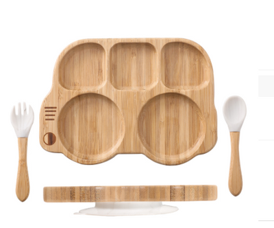 Vajilla Infantil de Bambú y Madera con Ventosas - Image 3
