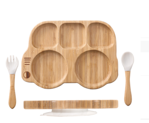 Vajilla Infantil de Bambú y Madera con Ventosas - Image 3