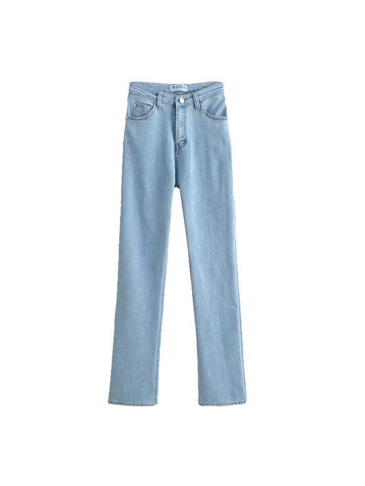 Pantalón Denim Cintura Alta Efecto Mojado Estilo Retro Slim - Image 5