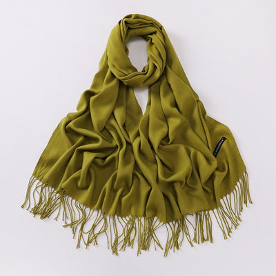 Bufanda Larga de Cashmira Suave - Color Liso para Otoño e Invierno - Image 55