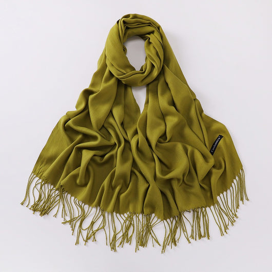 Bufanda Larga de Cashmira Suave - Color Liso para Otoño e Invierno - Image 55