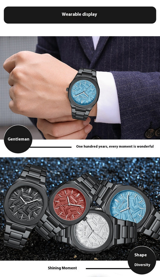 Reloj Impermeable para Hombre con Esfera Grabada en Relieve de Hoja de Palma - Image 22