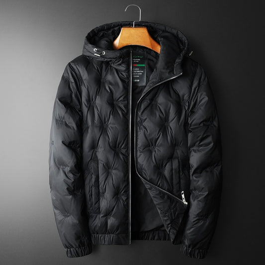 Chaqueta Acolchada con Capucha Bordada para Hombre Talla Grande
