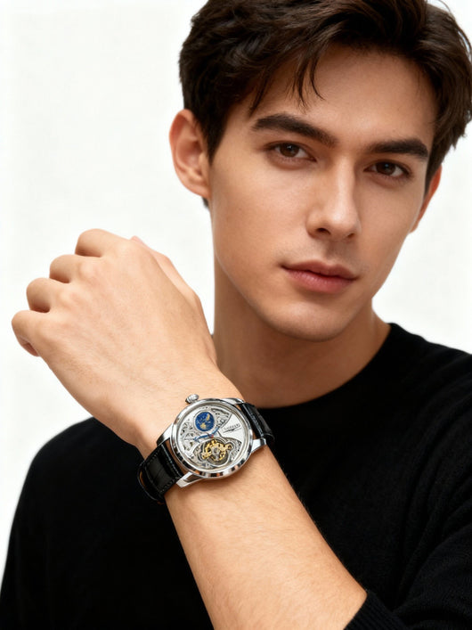 Reloj Automático Tourbillon con Fases Lunares y Diseño Calado - Image 11