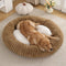 Cama Acolchada Redonda para Mascotas con Diseño de Rayas