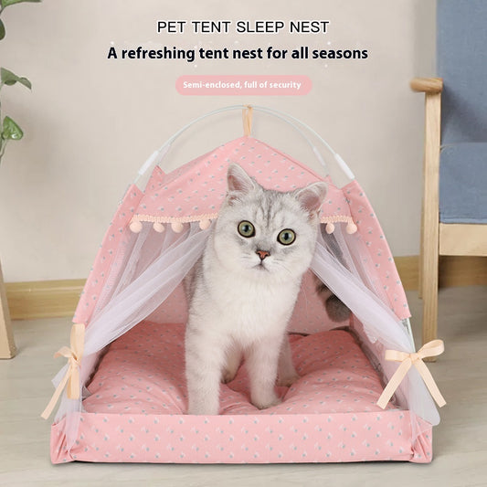 Casa Nido para Gatos Verano Semi-cerrada Plegable Carpa Mascotas - Image 2
