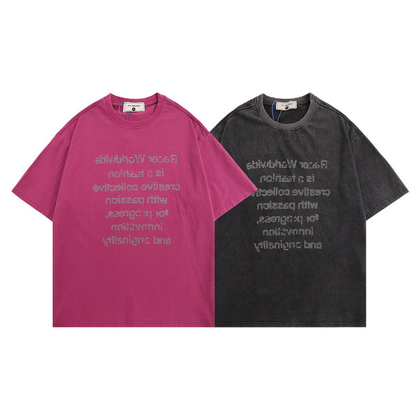 Camiseta Vintage con Estampado de Letras para Hombre y Mujer