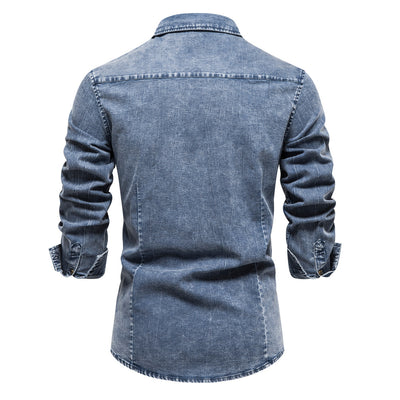 Camisa de Mezclilla para Hombre Resistente con Lavado Industrial - Image 7