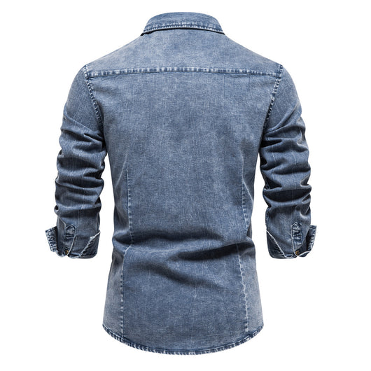 Camisa de Mezclilla para Hombre Resistente con Lavado Industrial - Image 7