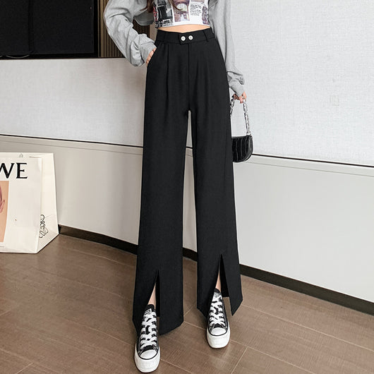 Pantalón Palazzo Cintura Alta Otoño Temprano Mujer Corte Holgado - Image 4