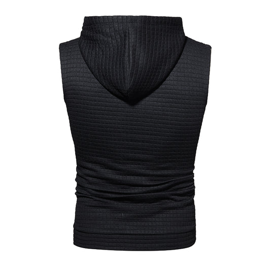 Sudadera sin Mangas Jacquard Tejida de Color Sólido para Hombre - Image 30