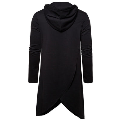 Sudadera Hoodie Slim Fit Irregular de Largo Medio en Colores Sólidos para Hombre - Image 9