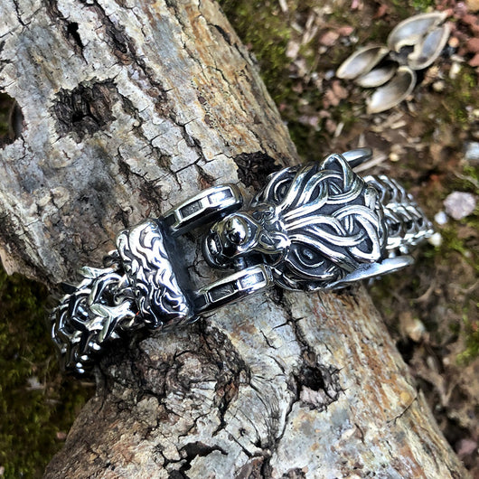 Pulsera Vikinga de Acero Titanio Estilo Vintage para Hombre - Image 7