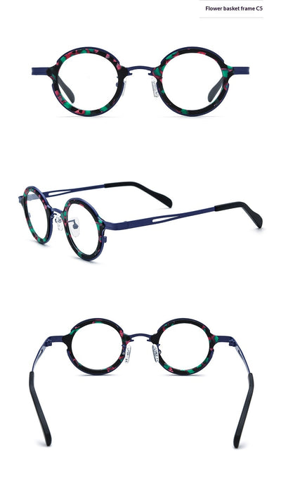 Armazón de Gafas Redondo en Titanio Ensamblado - Image 19