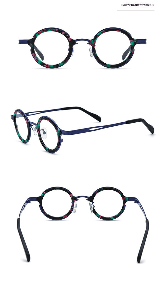 Armazón de Gafas Redondo en Titanio Ensamblado - Image 19