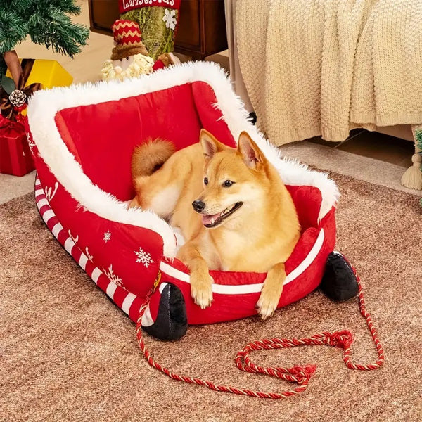 Cama Trineo Navideño para Mascotas
