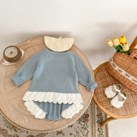 Conjunto de Crochet para Bebé Niña - Blusa Manga Larga y Pantalón Acampanado de Algodón - Image 31