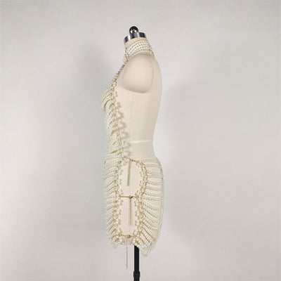 Vestido Elegante de Espalda Descubierta con Detalles de Perlas - Image 9