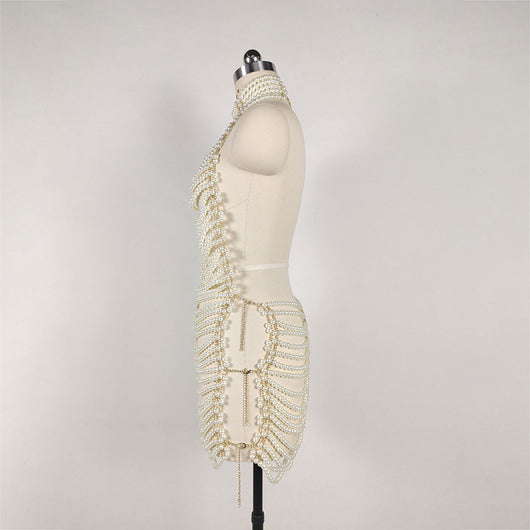 Vestido Elegante de Espalda Descubierta con Detalles de Perlas - Image 9