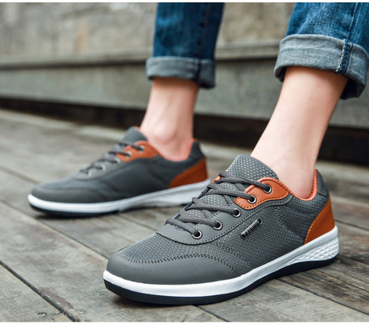 Zapatos Deportivos Casuales para Hombre - Zapatillas de Cuero Microfibra con Cordones Otoño