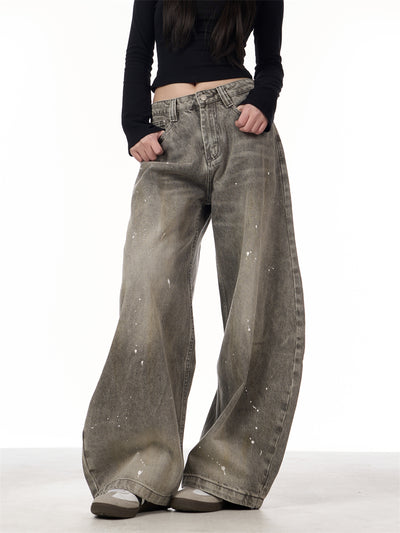 Pantalones Vaqueros Retro Splash Ink Machete para Pareja - Image 20