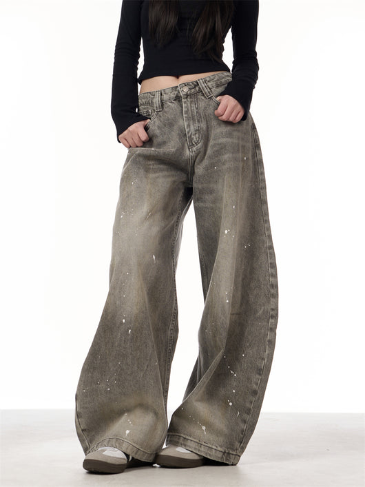 Pantalones Vaqueros Retro Splash Ink Machete para Pareja - Image 20