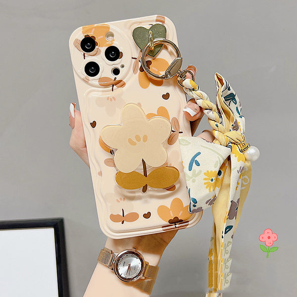 Funda para Celular Seda con Flores y Hojas Otoñales