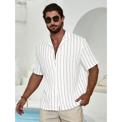 Camisa de Manga Corta con Estampado 3D Digital y Rayas de Contraste Geométrico - Image 27