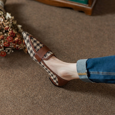 Zapatos Planos de Cuero Vacuno a Cuadros para Mujer - Image 14