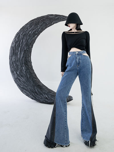 Pantalones Vaqueros Mujer Diseño Original con Detalles Calados y Contraste de Colores - Image 3