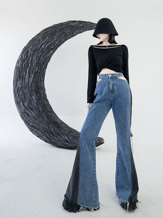 Pantalones Vaqueros Mujer Diseño Original con Detalles Calados y Contraste de Colores - Image 3