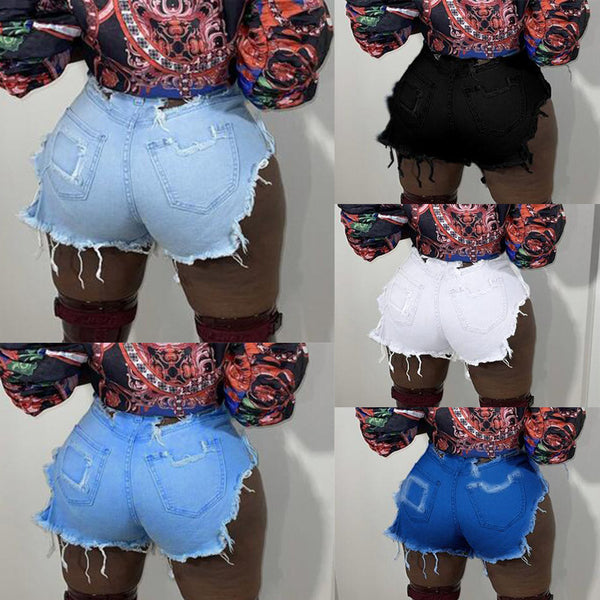 Shorts de Mezclilla Rotos con Efecto Deshilachado y Stretch