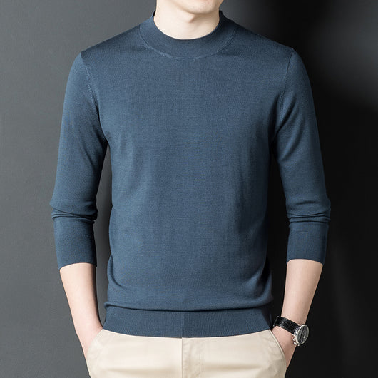 Suéter Tejido de Cuello Redondo para Hombre - Colores Sólidos - Image 13