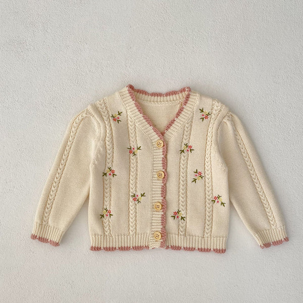 Cardigan Tejido para Niña con Bordado Floral Delicado - Image 6