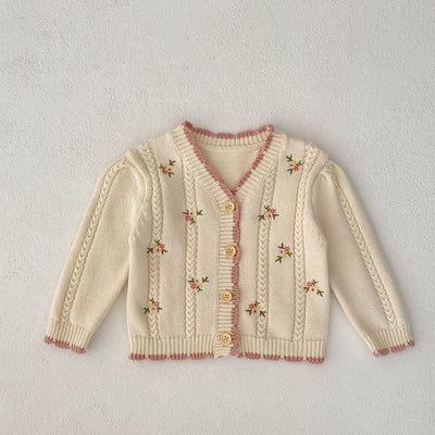 Cardigan Tejido para Niña con Bordado Floral Delicado - Image 6