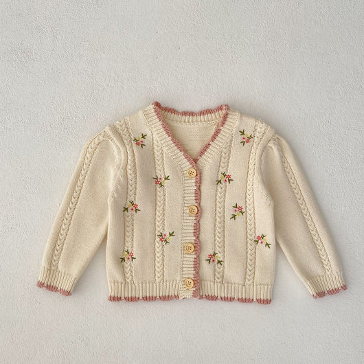 Cardigan Tejido para Niña con Bordado Floral Delicado - Image 6