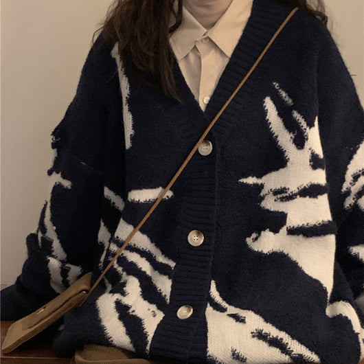 Cardigan Vintage Americano Oversized para Invierno - Image 9