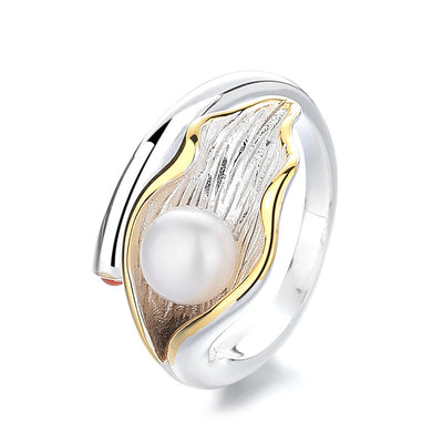 Anillo Ajustable de Perla Luxury con Detalles en Tonos Verdes - Image 5