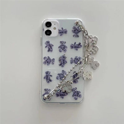 Funda Protectora Osito Fashion con Pulsera Cadena para Celular - Image 13