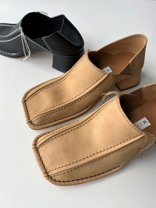 Zapato Retro Cuadrado Mujer Cuero Genuino Tacón Medio Grueso - Image 10