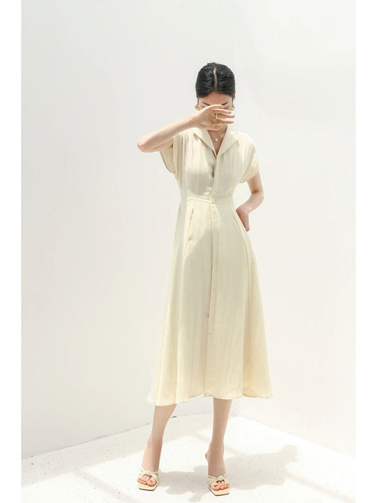 Vestido Camisero de Algodón y Lino Blanco para Verano - Image 2