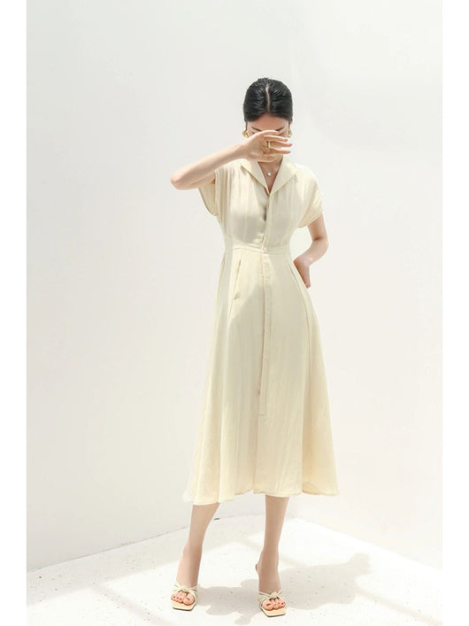 Vestido Camisero de Algodón y Lino Blanco para Verano - Image 2
