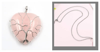Colgante Corazón Melocotón Cristal Natural Árbol de la Vida para Parejas - Image 23