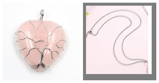 Colgante Corazón Melocotón Cristal Natural Árbol de la Vida para Parejas - Image 23