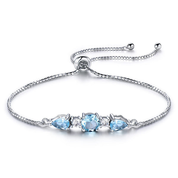 Pulsera de Tenis Ajustable Topacio Azul Cielo - Joya de Personalidad