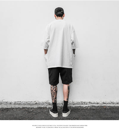 Camiseta Casual Americana de Manga Corta con Bolsillo y Orilla Deshilachada para Hombre - Image 20