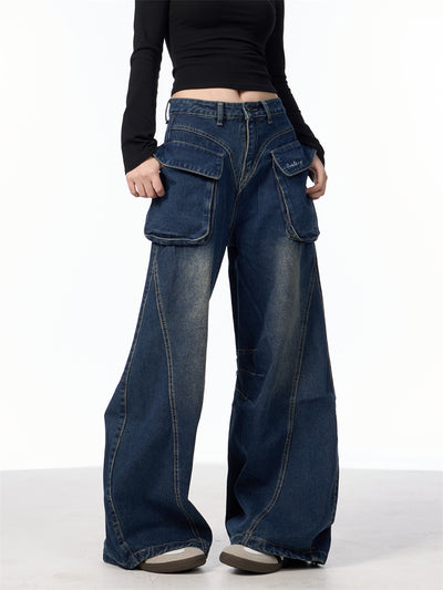 Pantalones Vaqueros Anchos de Cintura Alta con Bolsillos Funcionales - Image 22