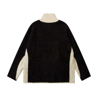 Suéter Oversize Patchwork Cuello Alto Comodidad Total - Image 3
