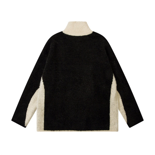 Suéter Oversize Patchwork Cuello Alto Comodidad Total - Image 3
