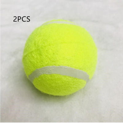 Three bright yellow dog tennis balls with white seams, made of rubber and felt, stacked on a soft background. - Image 10